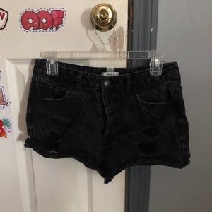Black jean shorts